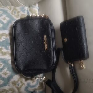 Juicy Couture Elegant Logo Debossed Black Camera Crossbody Bag and Wallet